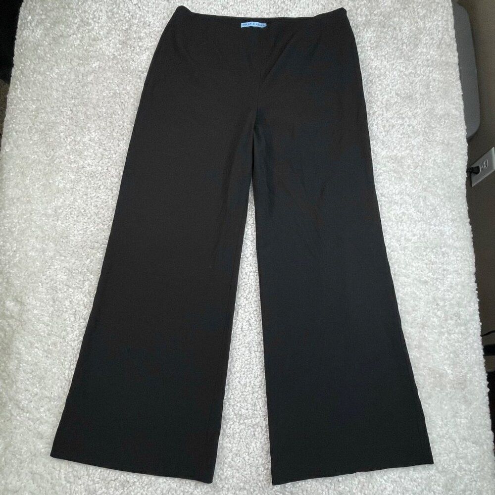 Antonio Melani High Waisted Wide Leg Trouser Pant Side Zip Black